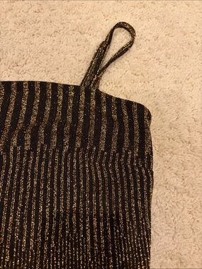 mi ami Black and Gold Striped Mini Dress
